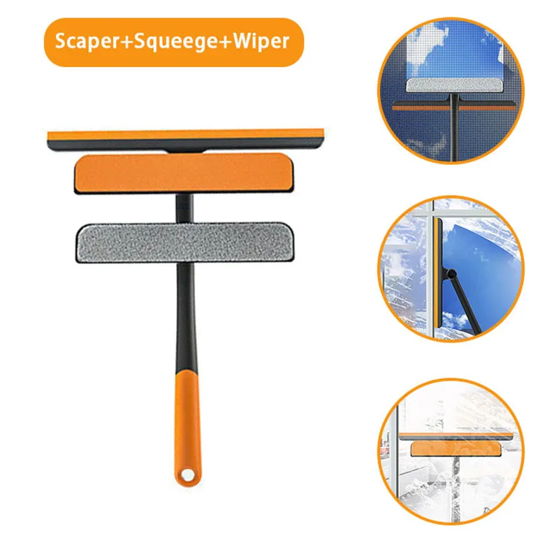 

3 in 1 Window Cleaner Squeegee Bathroom Mirror Cleaner Rotatable TPR Scraper for Glass Magic Glass Window Wiper Cleaning Tools