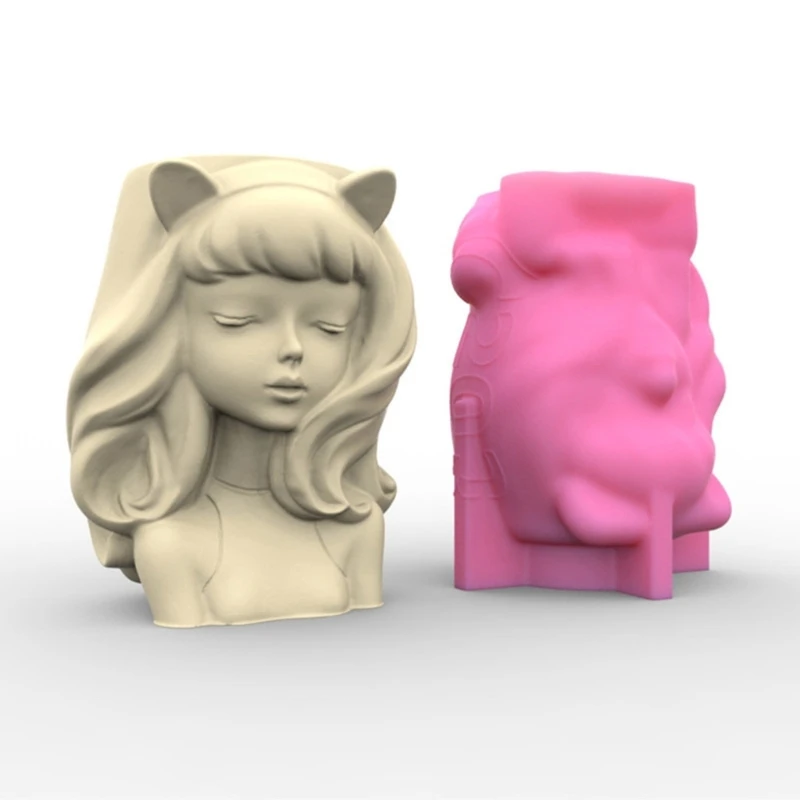 

3D Силиконовая форма в виде кошачьих ушей для девушек, цветочный горшок, бетонный плантатор для суккулентов, смола, держатель, форма для эпок...