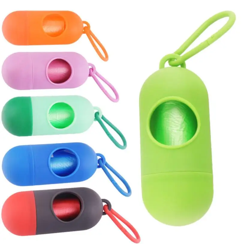 

2022 Portable Pet Garbage Bag Dispenser for Cats and Dogs to Go Out Soft Silicone Dog Poop Bag Poop-shaped Storage Box Pet Tools