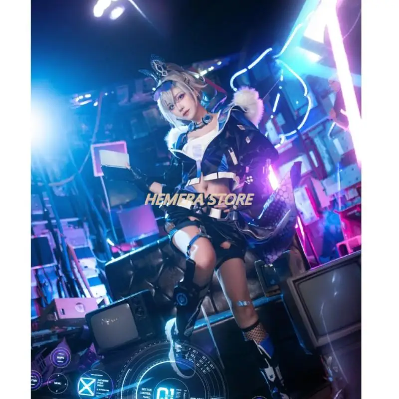 

Game Honkai Star Rail Silver Wolf Cosplay Costume Wig Game Uniform Glasses Earrings Stellaron Hunters Halloween Party Women