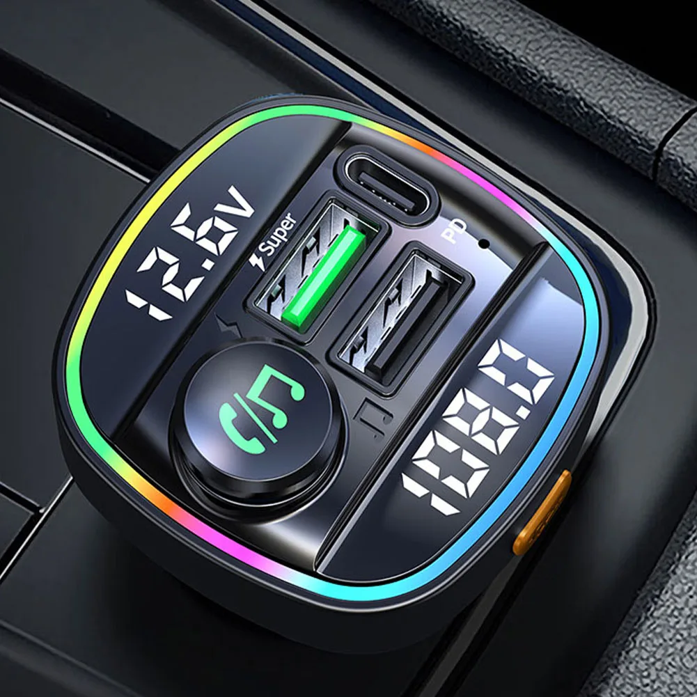 

Car Bluetooth 5.0 FM Transmitter Modulator Handsfree Aux Adapter USB Car Charger MP3 Player Radio Transmitter 12-24V Adapter