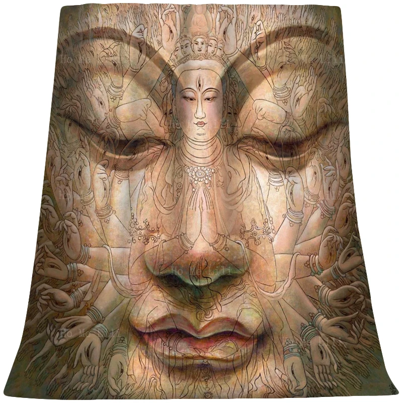 

Goddess In Love Thousand-hand Kwan-yin Contemporary Buddhism Flannel Blanket By Ho Me Lili Fit For Trave Camp Home Etc