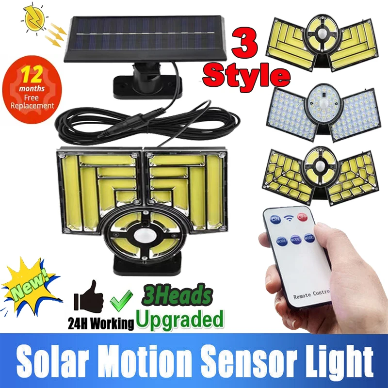 

Solar Light Outdoor Super Bright Motion Sensor Solar Strong Power LED Garden Wall Lamp IP65 Waterproof 3 Working Mode
