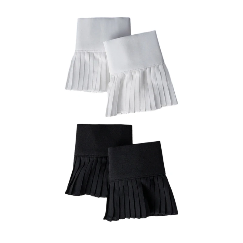 

Модные плиссированные наручные манжеты, белая/черная юбка с искусственными рукавами, косплей, рукава горничной