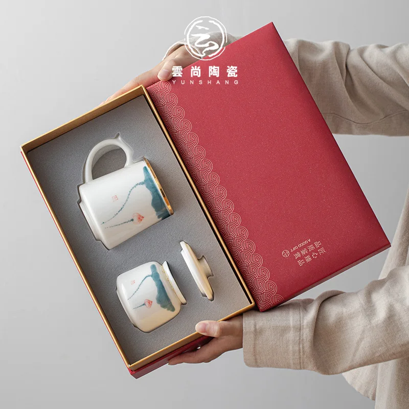 Жадеитовая чайная чашка с крышкой и для офиса домашнего использования легкая