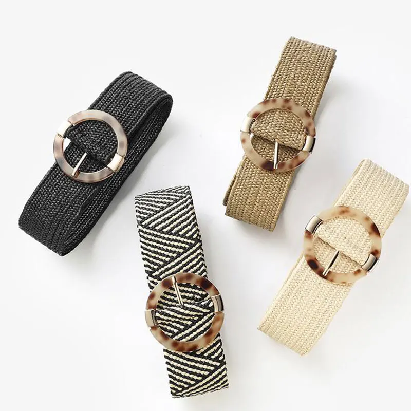 

Винтажный плетеный пояс в стиле бохо, Дамский декоративный пояс из искусственной соломы в стиле Харадзюку, для джинсов и платьев, Плетеный соломенный пояс