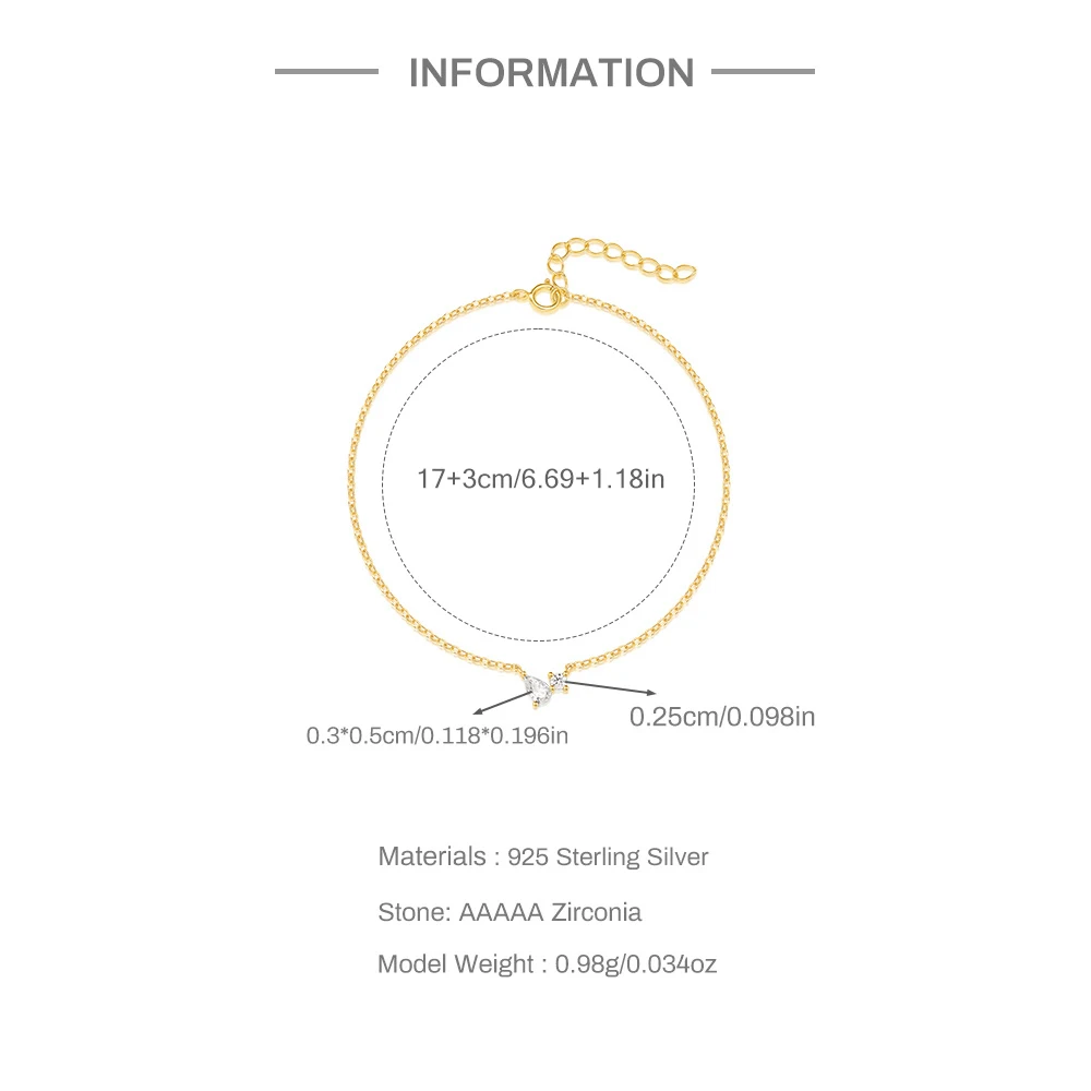 LENNIK Gold New S925 Silver Water Drop Bracelet Women Pear shaped Zircon Japanese Korean Light Luxury Cross border Jewel atacado