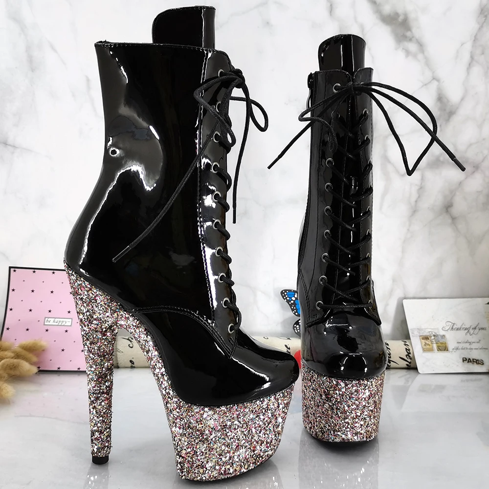 Leecabe 17CM/7inches Pole dancing shoes High Heel platform Boots Pole Dance boot