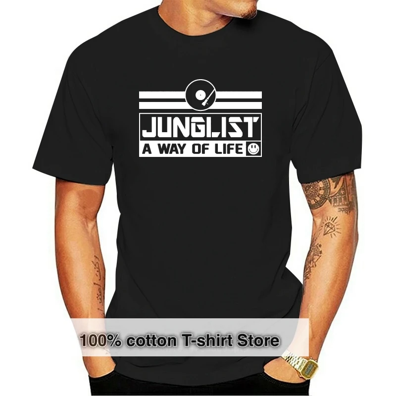 

Funny Clothing Casual Short Sleeve Tshirts Mens Junglist A Way of Life T-Shirt Jungle Reggae Drum N Bass 90 Vinyl T-shirt