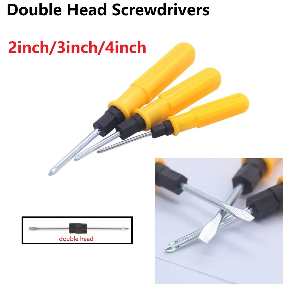 

2 Sides Double Head Slotted Cross Screwdrivers Remover Repair Tools Hand Tool Portable Mini Screwdriver 2inch/3inch/4inch