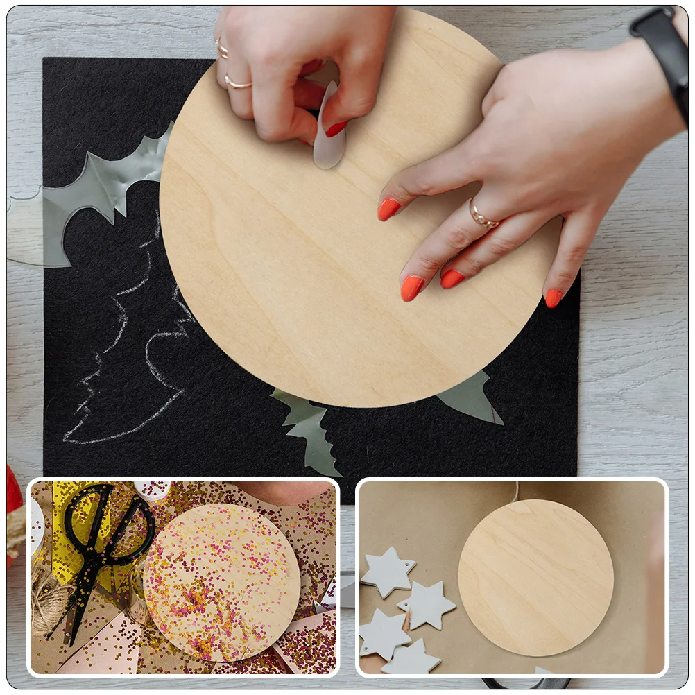 

Wood Wooden Slices Round Discs Circlesunfinished Blank Diy Crafts Chips Sign Coasters Painting Circle Ornaments Made Cutouts