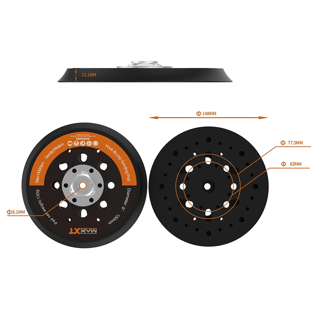 

MAXXT 6inch 150mm Sanding Disc Backing Pad Hook and Loop Multi Holes For Brushless Orbital Sander