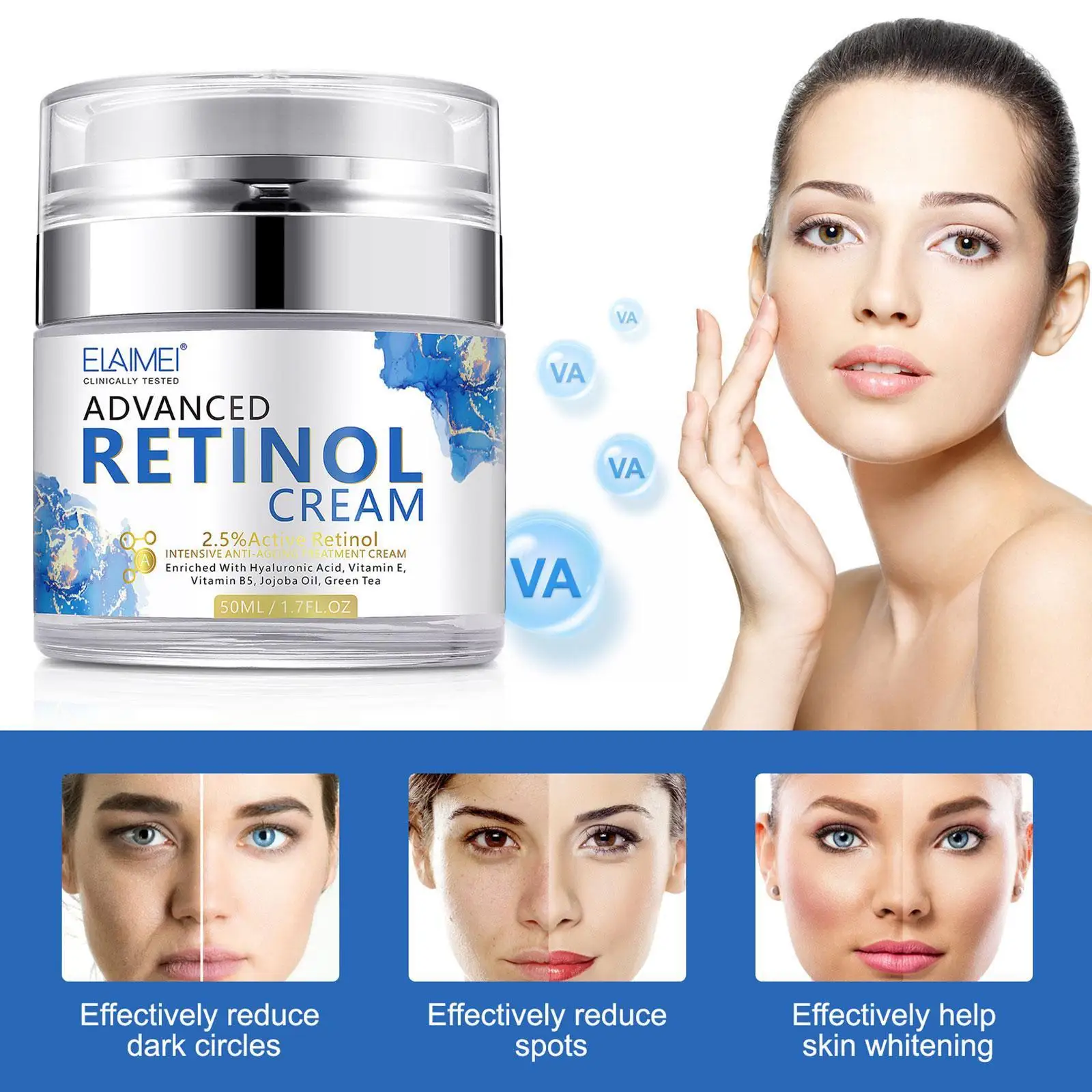 

50ml Retinol Vitamin A Cream Face Moisturizers Hydrating Cream Care Cream Nourishing Skin Brightening X5r1