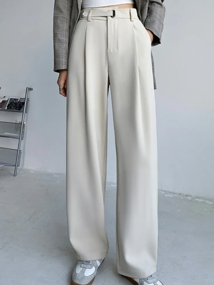 

New Spring Autumn Casual Elegant Women Wide Leg Pants Office Ladies Loose Vintage Black Trosuers Femme Fashion Pantalon