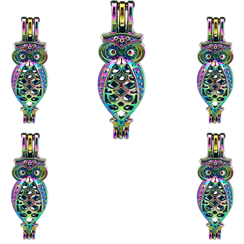 

10PCS Hot Selling Charm Owl Pearl Cage Locket Aromatherapy Diffuser Pendant For Gift Necklace Keychain Jewelry Making