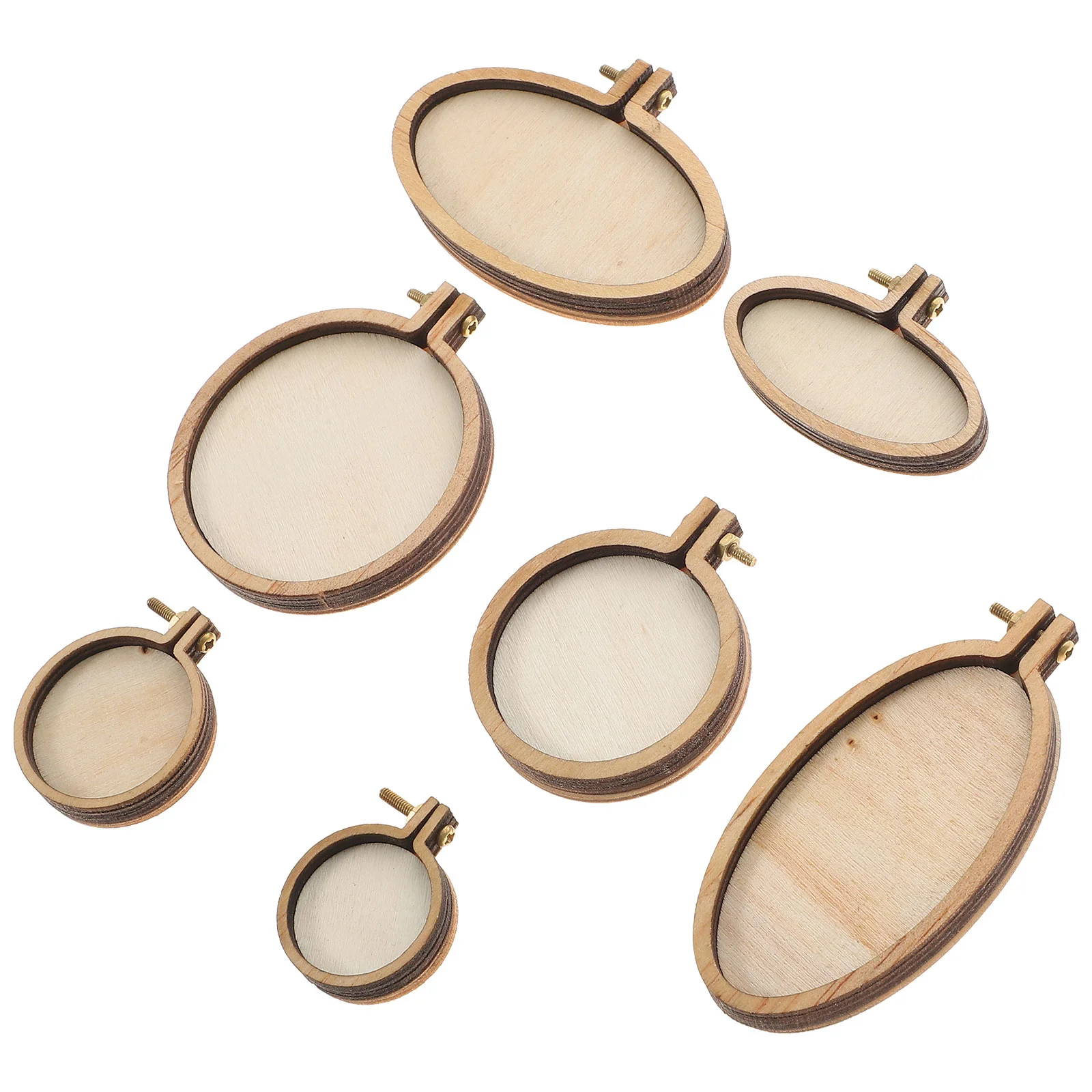 

Embroidery Ring Frame Cross Wooden Mini Circle Pendant Necklace Hanging Tree Christmas Making Picture Hoop Sewing