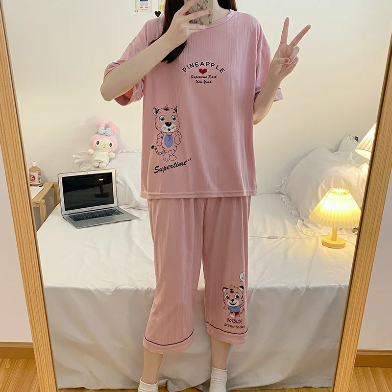Women Sleepwear Lovely Home Suits Pyjama Short Sleeve Pajamas Set 2022 Women Pajamas Comfortable Girl Spring And Summer Pijamas