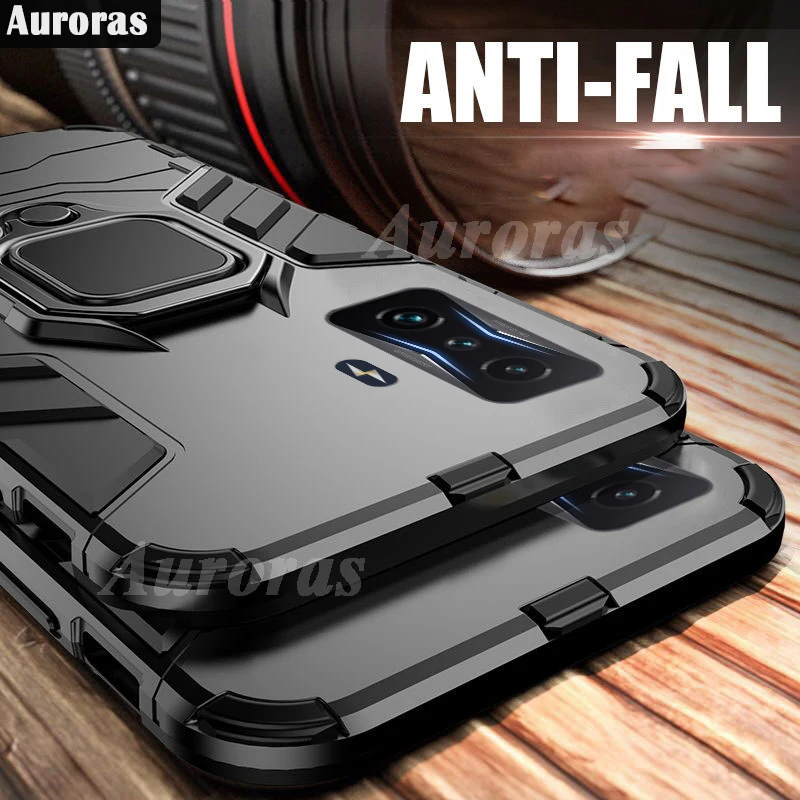 

Auroras Shockproof Armor Case For Xiaomi Poco F4 GT Case Finger Ring Magnetism Holder Case For Mi Poco F4 GT Cover