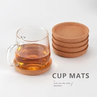 10pcs cork coaster home cafe office wooden non slip rustic kitchen round supplies insulation pad cork environmental cup holder