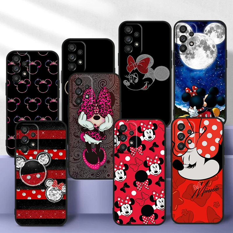 

Minnie Bow For Samsung Galaxy A73 A52S A72 A71 A52 A51 A22 A12 A32 A21S 4G 5G Silicone Soft Black Phone Case Fundas Coque Capa