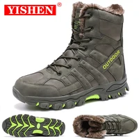 yishen hiking ankle boots men tactical military boots hunting special force combat army boots winter snow warm fur work shoes