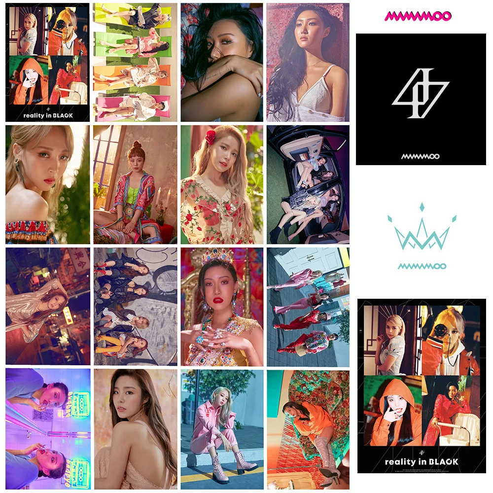 

16pcs/set Kpop MAMAMOO photocard for fans collection photo album Reality in BLACK lomo card Kpop mamamoo supplies