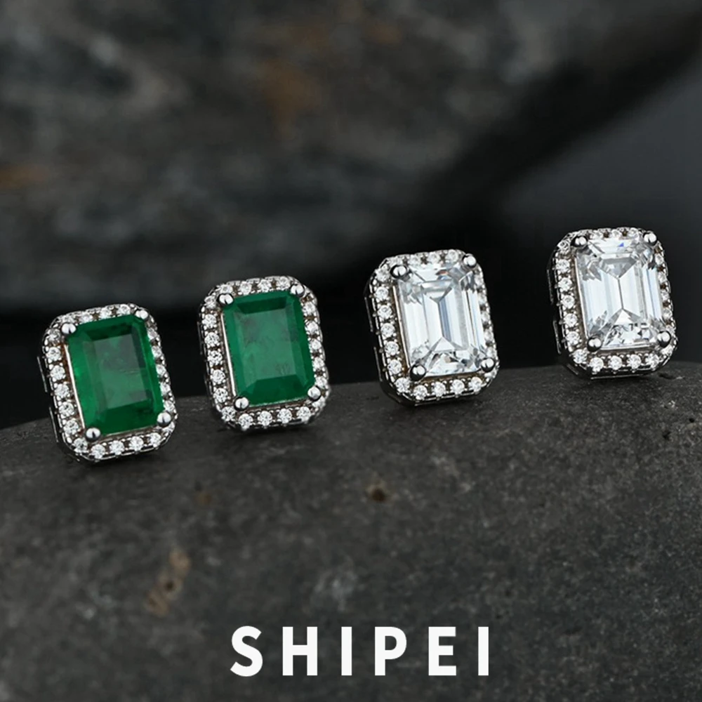 

Женские серьги-гвоздики из серебра 925 пробы с изумрудом