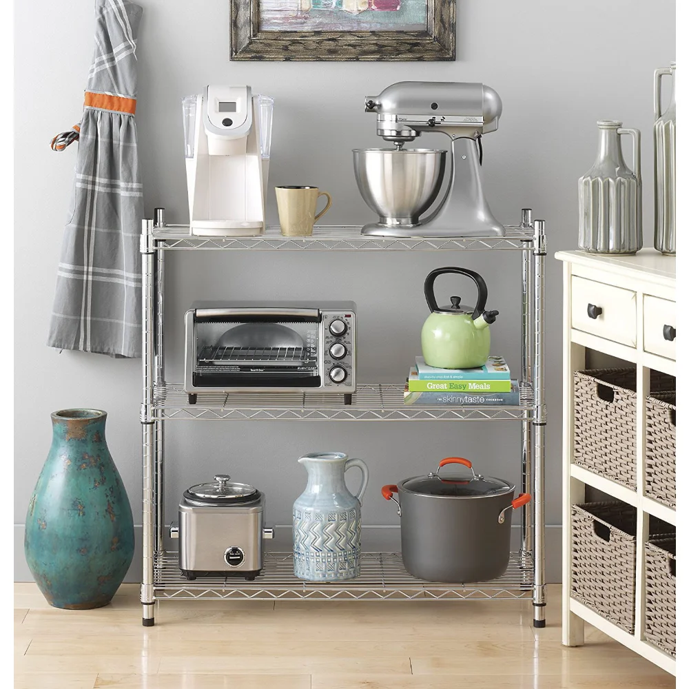 

Whitmor Adjustable 36"W x 14"D x 36"H 3-Shelf Freestanding Shelves, Chrome