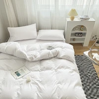 home textile white waffle pattern solid color bedding set double sheet queen king size bed linens duvet cover sheet pillow case