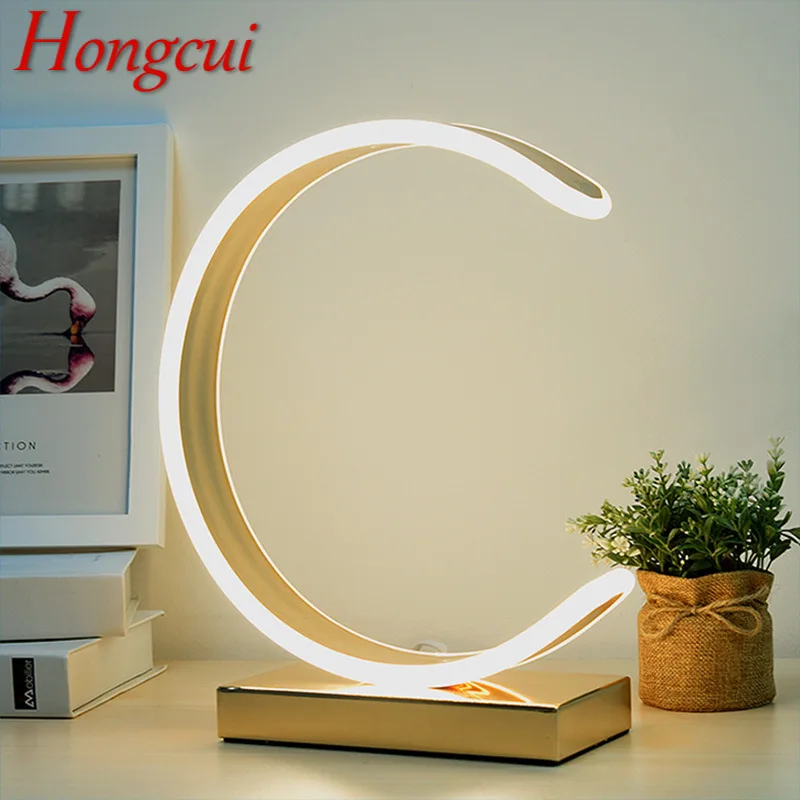 

Настольная лампа hongchi, светодиодсветодиодный, с золотыми настольными лампочками, креативного дизайна, для дома, гостиной, спальни