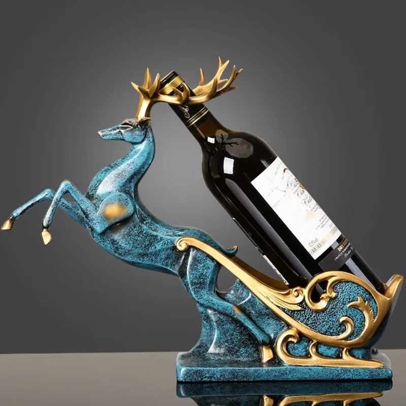 

0263 Elk Figurine Creative Resin Animal Statue Crafts Decor Living Room Bookcase Deer Wine Rack Home Decoration Gifts