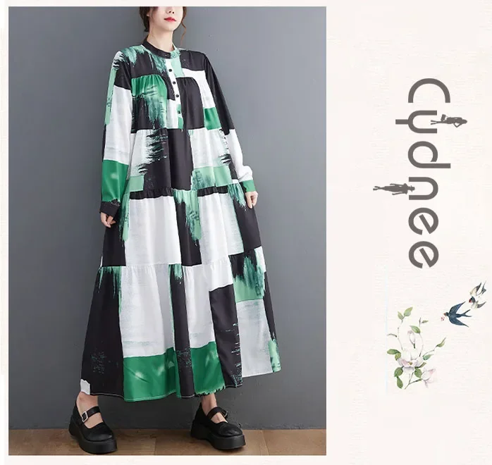 Оранжево-зеленые многослойные платья с длинным рукавом стильное платье-рубашка