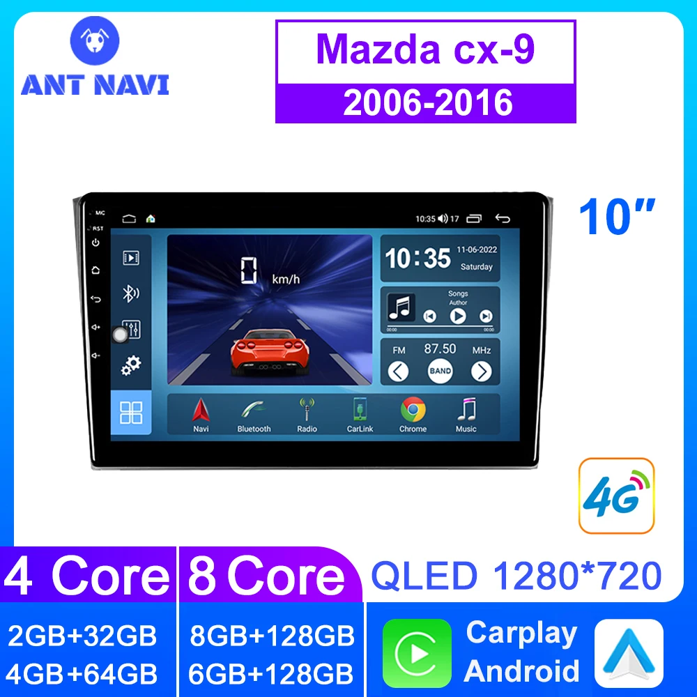 AntNavi Car Radio For Mazda cx9 CX-9 9TB 2007-2014 Car Multimedia Player Wireless Carplay GPS Bluetooth DVD Car Stereo Autoradio