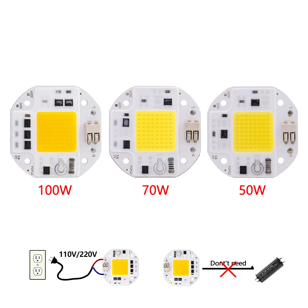 50W 70W 100W COB LED чип 220V 110V Smart IC без привода DIY прожектор лампа мощная 54 - мм