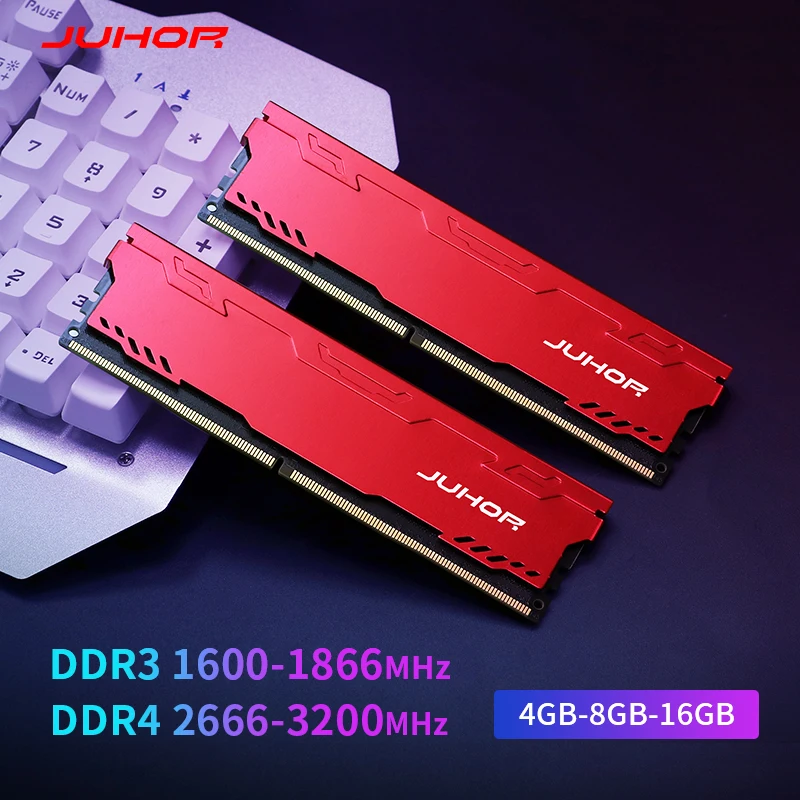 JUHOR   Desktop RAMS DDR3 4GB 8GB 1866MHz 1600MHz DDR4 8GB 16GB 2666MHz 2400MHz 3000MHz 3200MHz New Dimm Memoria Rams