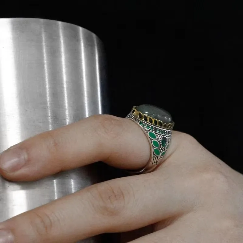 S925 мужское кольцо из чистого серебра ручной работы натурального индийского