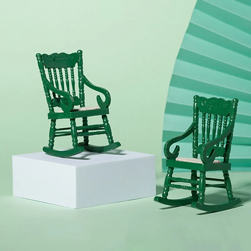 

1: 12 Doll House Green Rocking Chair Doll House Miniature Chair Ornaments Furniture Decore dollhouse miniature accessories mini