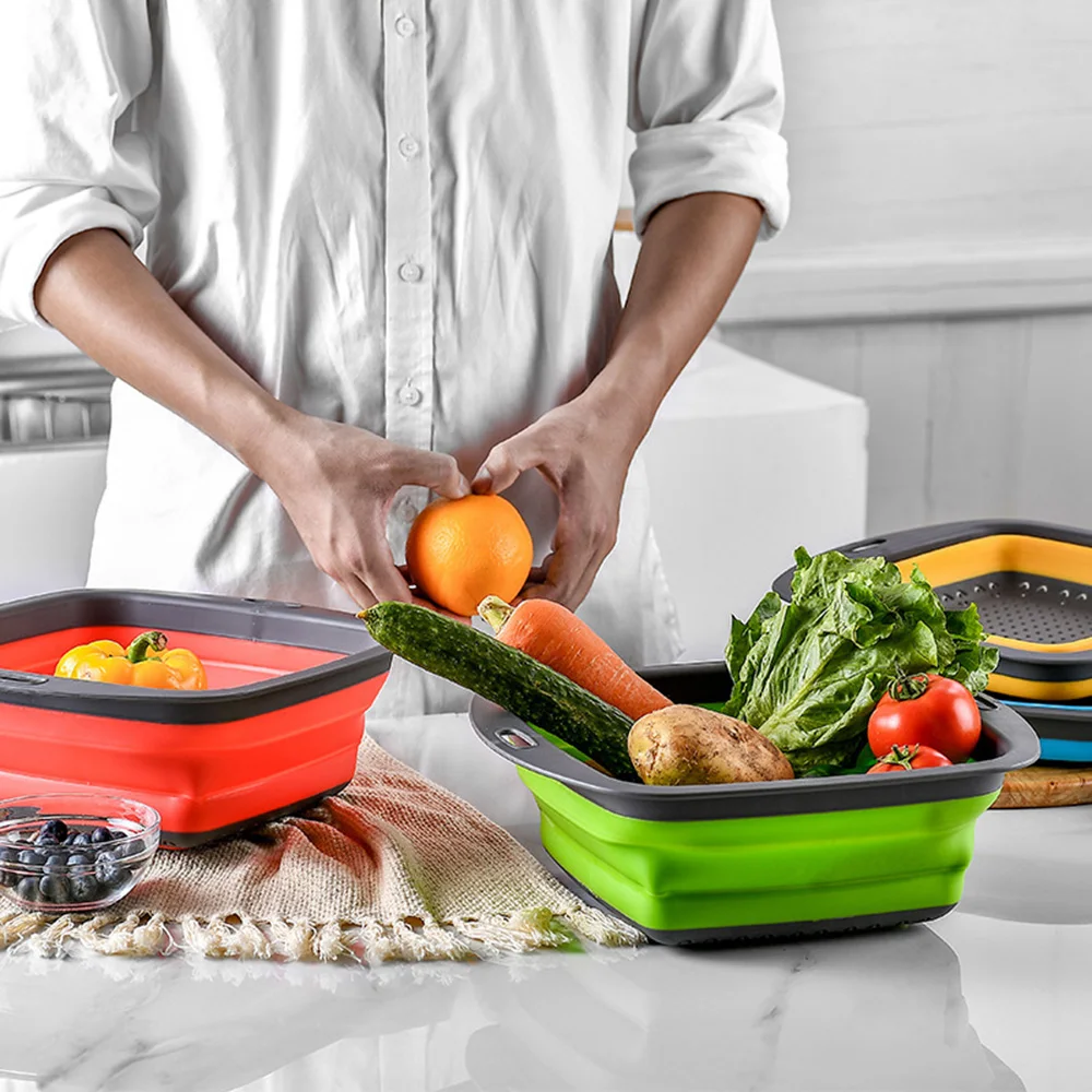 Складная сливная корзина для мытья фруктов и овощей складной дуршлаг сливной