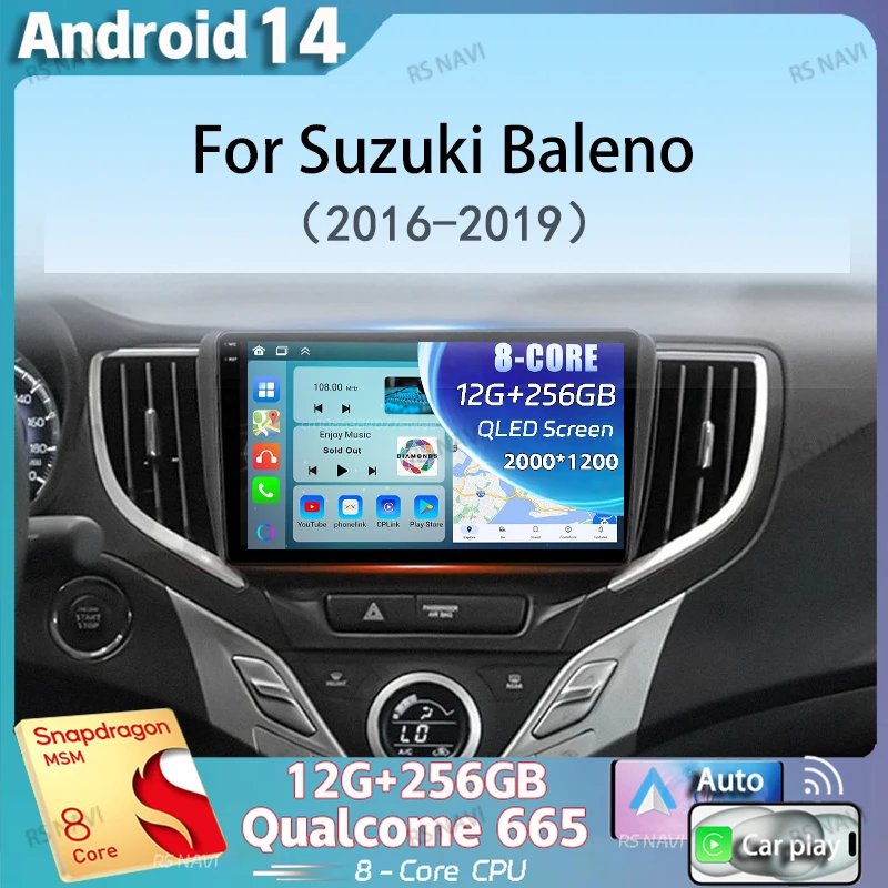 Автомобильное радио Android 14 для Suzuki Baleno 2016 2017 2018 2019 мультимедийный плеер стерео GPS