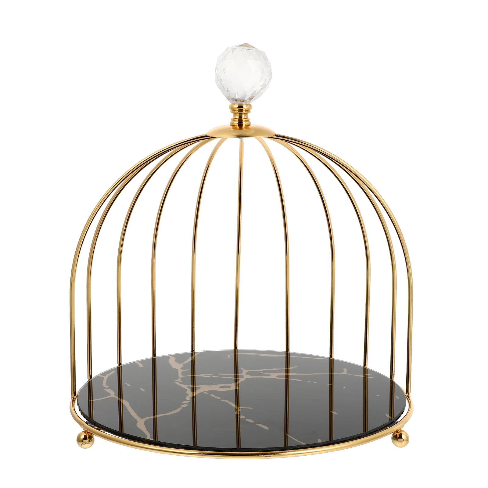 

Rack Bird Cage Designed Desktop Makeup Organizer Cake Storage Stand Dessert Holder Decorative Cake Display Rack Black