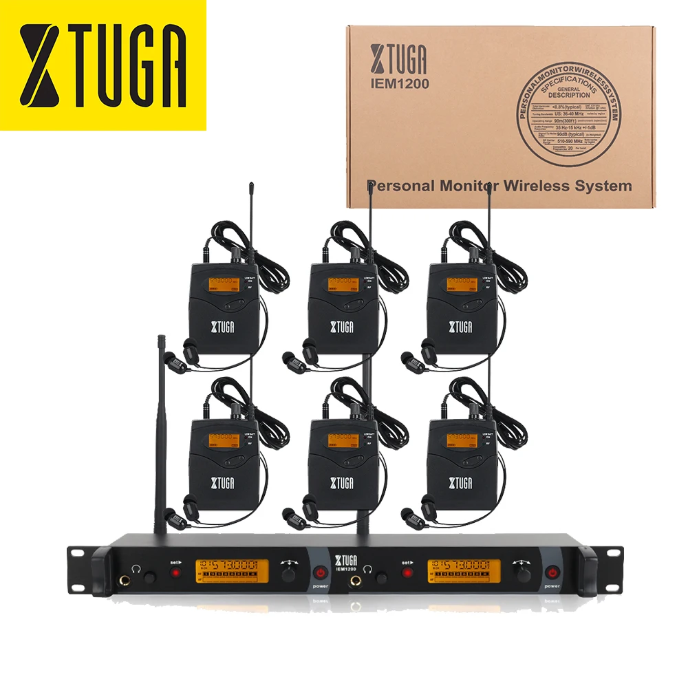 Фото XTUGA IEM1200 Высококачественная беспроводная система персонального мониторинга для сцены с 6 портативными приемниками UHF №1