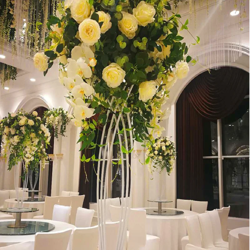 

10pcs)Factory Wholesale Wedding Tall Metal Table Centerpiece Stands Flower Vase Stand Gold Column Decoration senyu