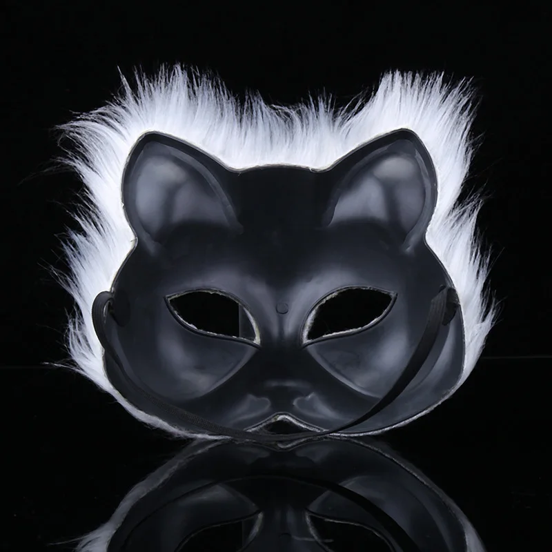 Полумаска в форме лисы для Хэллоуина маска с имитацией кошачьей шерсти животных