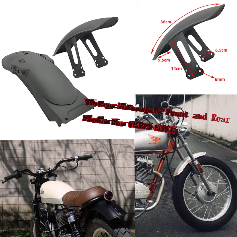 

Universal Motorcycle Front/Rear Fender Retro Black \Chrome Tire Position Mudguard Splash Guard For Honda CG125 GN125 Cafe Racer