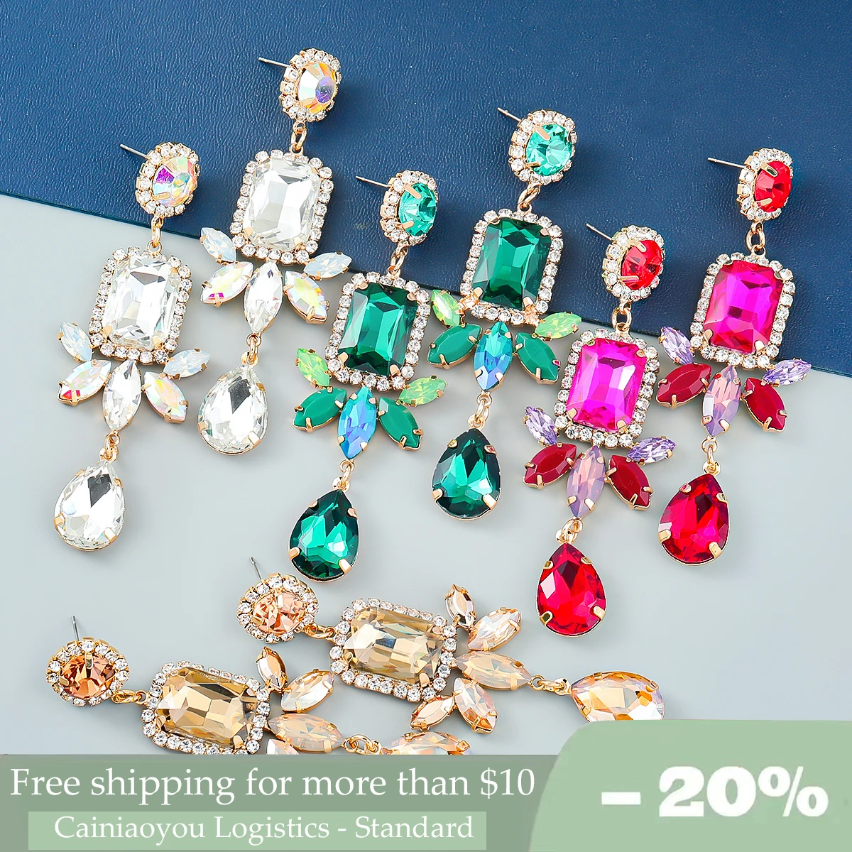 

New Multicolored Rhinestone Floral Drop Swing Female Earrings Dinner Wedding Accessories Fashion Jewelry