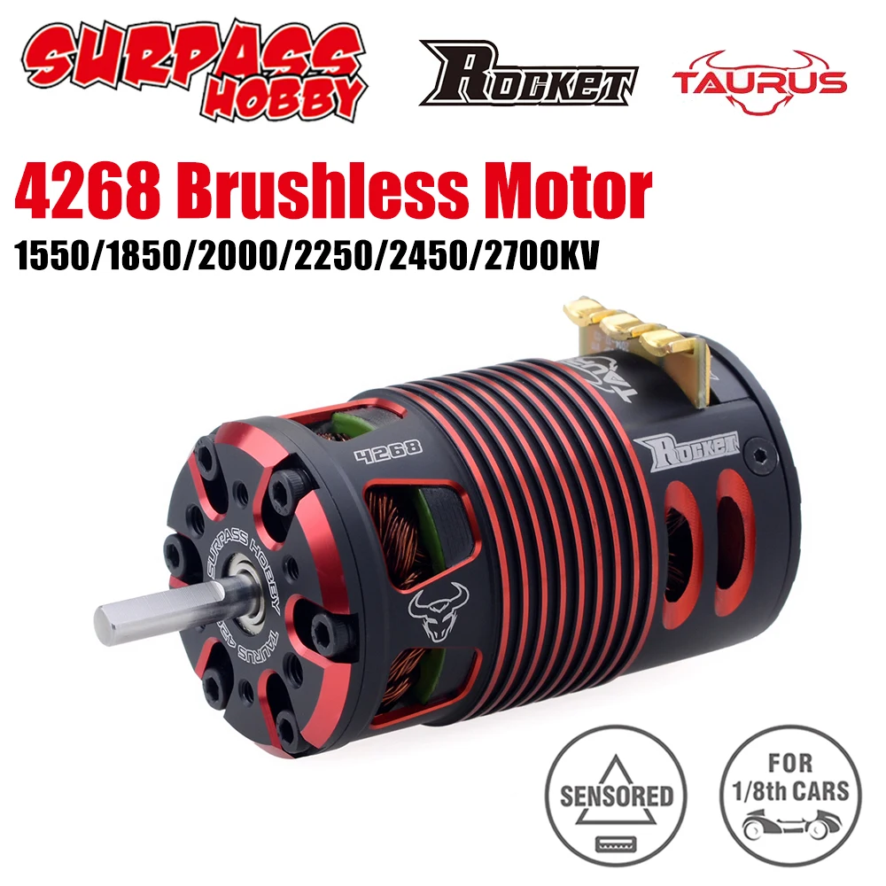 

SURPASS HOBBY Rocket 4268 Brushless Motor Sensored 1550/1850/2200/2250/2450/2700KV for 1/8 Rc Car Off-road Car Monster Truck