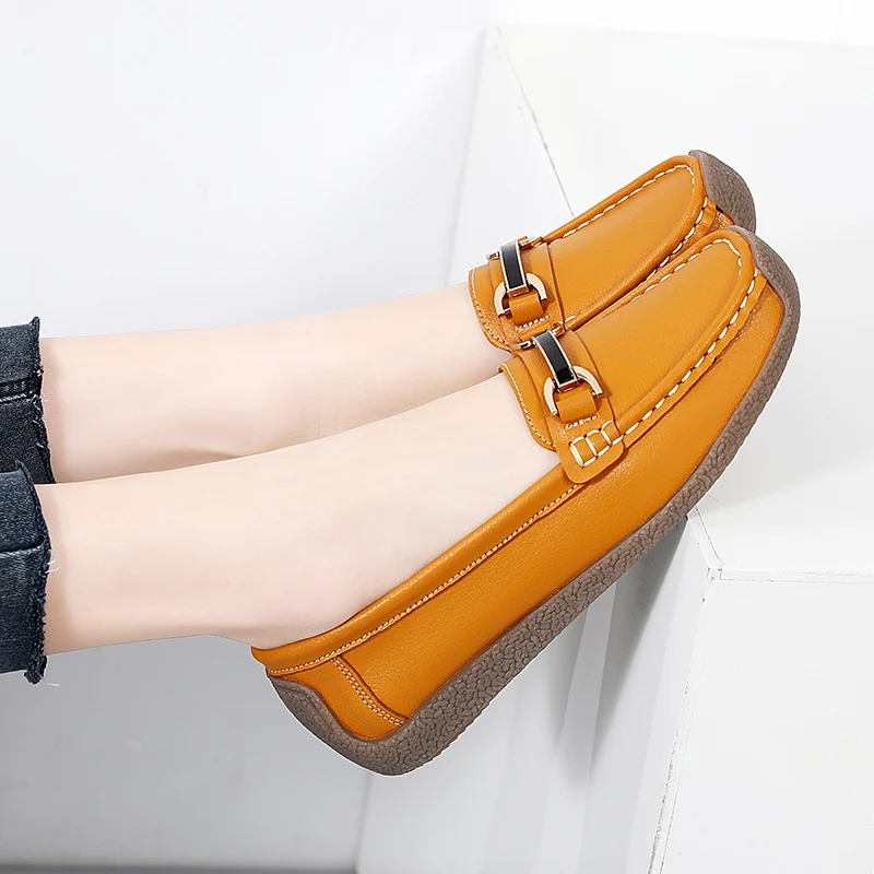 New Women Flats 2023 Summer Woman Luxury Loafers  Moccasins Genuine Leather Shoes Slip-on Women's Casual Shoes Big Size 35-44