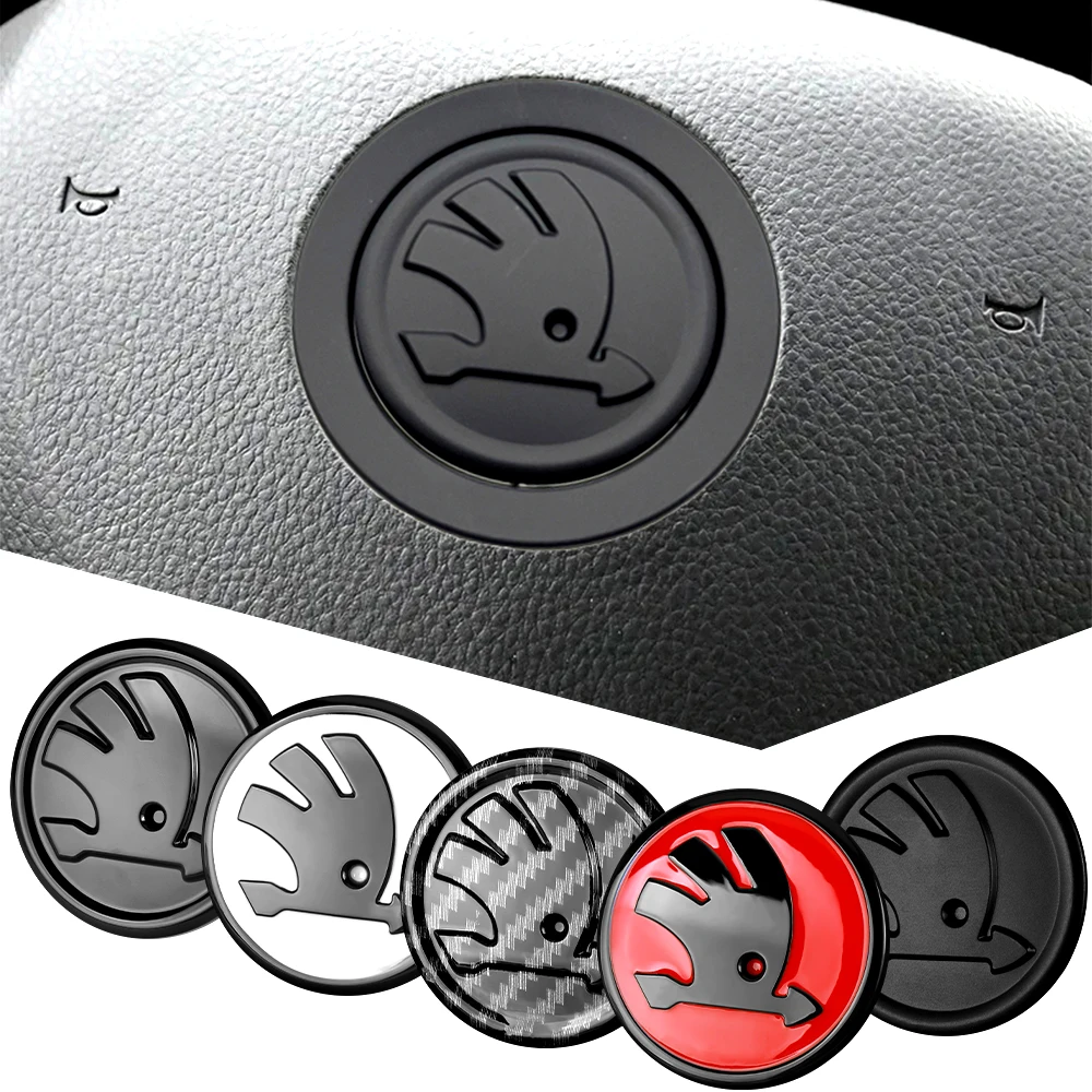 Наклейка с логотипом на центральном руле автомобиля 63 мм для Skoda Vision-E 440 Felicia Afriq