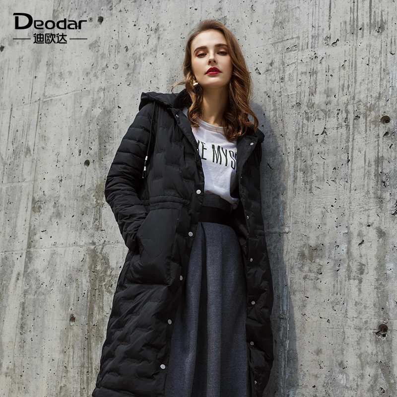 DEODAR Winter Long Women Fashion Clothes 90% Poland White Goose Down Jacket Hooded Warm Ultra Light Casual Coats for Office Lady