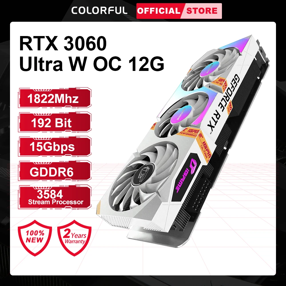 RTX3060 Игровая видеокарта Colorful iGame GeForce RTX серии 3060 12 Гб GDDR6 192 бит PCIE ПК игровые